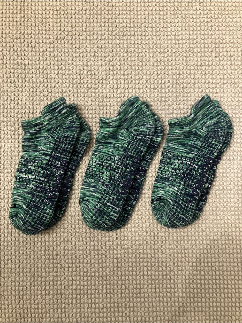Bombas Green Marled Ankle Athletic Socks with Grip 3 pairs bundle